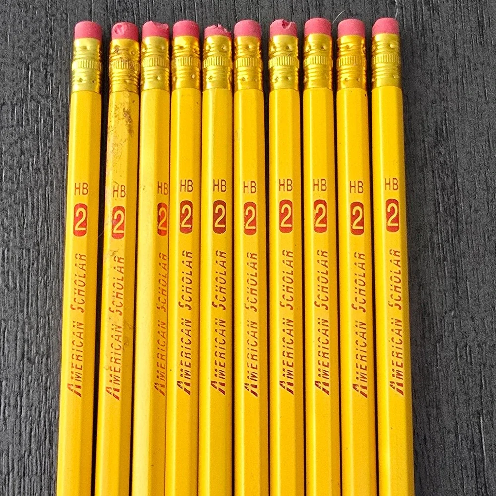 American Scholar No 2 HB Pencil 10 Pack Yellow Unsharpened Vintage School Office